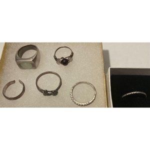 Vintage Lot of 6 Sterling Silver Rings, Nice Designs,